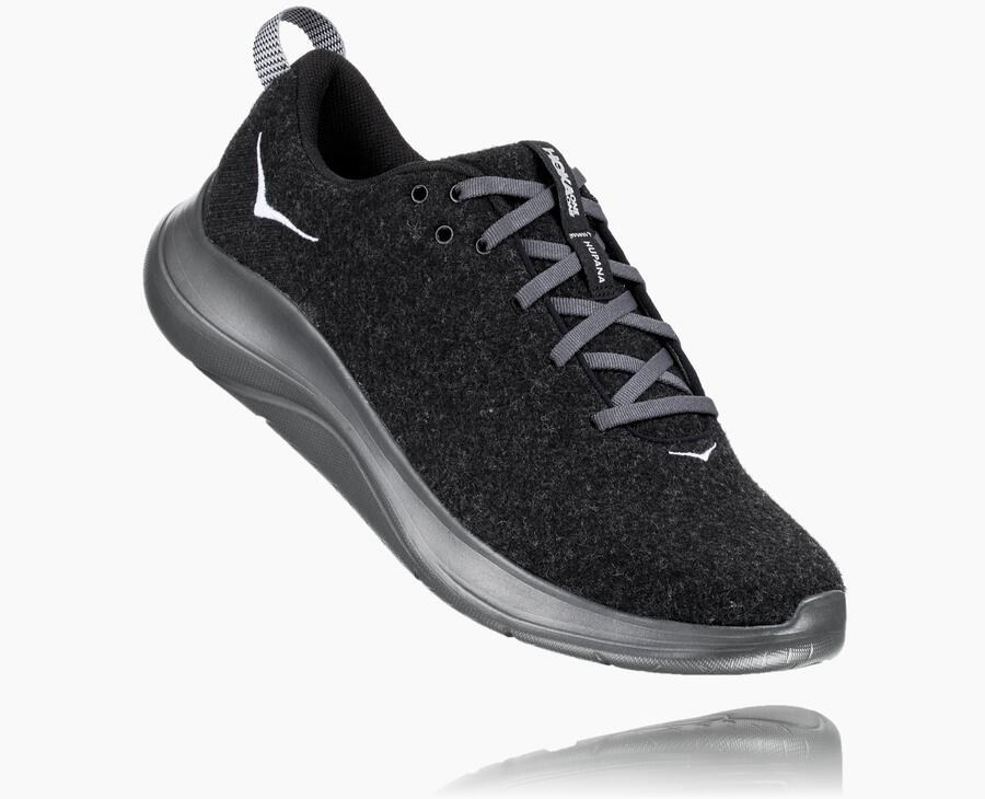 Running Shoes Mens - Hoka One One Hupana Flow Wool - Black - KQRBEOV-20